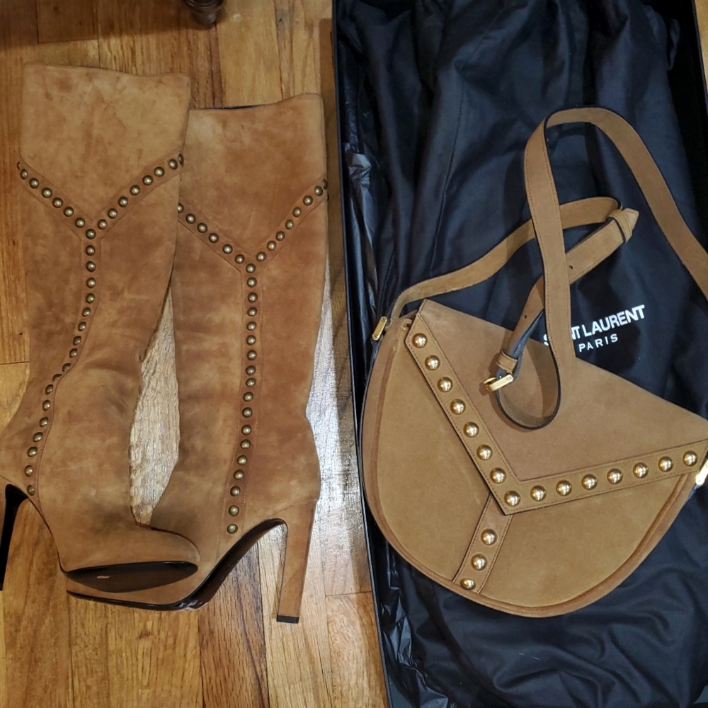 SOLD/Yves Saint Laurent Suede Bag(boots excluded)